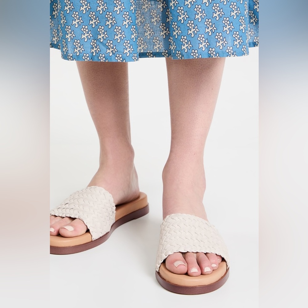 Madewell Size 9.5 Palmer Woven Slides, Color: Pale Oyster, EUC